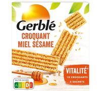 GERBLE Croquants Miel Sésame - 18 Biscuits en 6 Sachets Individuels, Graines de Sésame Toastées et Miel d'Acacia, Riche en Magnésium - Lot de 3