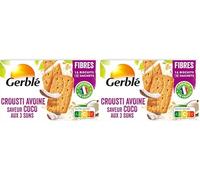 Gerblé Croustillants Avoine Coco aux 3 Sons - Riche en fibres, flocons d’avoine, noix de coco et sons de céréales, texture croquante, 192g (Lot de 2)