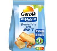 GERBLÉ - Financiers aux Amandes - Sans Sucres Ajoutés - Sans Huile de Palme - Nutri-Score B - 7 Sachets Individuels - 175 g