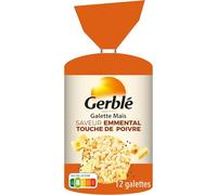GERBLE - Galette de Maïs 90% à l'Emmental et au Poivre Noir - Recette au Bon Goût - le sachet de 123,5g - Le Lot De 5