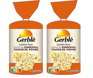 Gerblé Galette De Maïs Saveur Emmental Touche De Poivre, Idéal Pour L'Apéritif, 12 Galettes, 123,5 G, 210589 (Lot de 2)