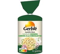Gerblé Galettes Maïs Oignon Ciboulette - 12 Galettes Légères et Croustillantes Sans Huile de Palme, Sans Conservateur, Idéales pour une Pause Salée Gourmande - 124g