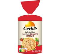 Gerblé Galettes Maïs Tomate Basilic - 12 Galettes Croustillantes Sans Huile de Palme, Sans Conservateur, Idéales pour une Pause Salée Gourmande - 123,5g