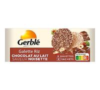 Gerblé Galettes Riz Chocolat au Lait Saveur Noisette - 4 Sachets Individuels de 2 Galettes, Sans Huile de Palme, Idéales pour une Pause Gourmande - 142g