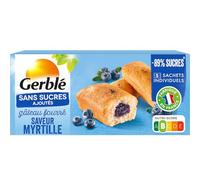 Gerblé Gâteau Fourré Saveur Myrtille Sans Sucres Ajoutés - Gâteaux Moelleux Individuels, Sans Huile de Palme, 150g (5 sachets)