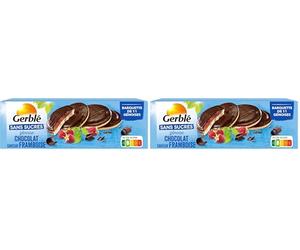 Gerblé Génoise Chocolat Framboise Sans Sucres - Gâteaux Moelleux Sans Huile de Palme, Format Pratique 140g (11 génoises) (Lot de 2)