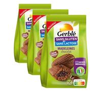Gerblé Madeleines Chocolat - Sans Gluten & Sans Lactose - Goûter Moelleux au Cœur Fondant, Sans Huile de Palme, 7 Sachets Individuels, 200 g