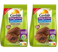 Gerblé Madeleines Chocolat - Sans Gluten & Sans Lactose - Goûter Moelleux au Cœur Fondant, Sans Huile de Palme, 7 Sachets Individuels, 200 g (Lot de 2)