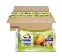 Gerblé Madeleines Sans Gluten Pocket - Sans Gluten & Sans Lactose - Format Familial Moelleux à Emporter, Sans Huile de Palme, 30 Madeleines, 900 g