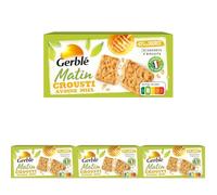 GERBLÉ MATIN - Biscuit Crousti Avoine Miel Petit Déjeuner - Riche en Fibres - Nutri-Score B - 4 Sachets Individuels - 200 g (Lot de 4)