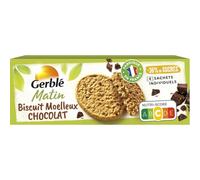 Gerblé Matin Biscuit Moelleux Chocolat - Petit déjeuner - Moelleux et Gourmand - Riche en Fibres - Reduit en Sucres - Sans Huile de Palme - 4 Sachets Individuels - 200g
