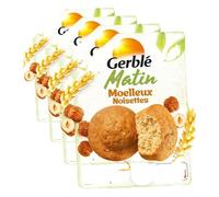 GERBLÉ MATIN - Moelleux Noisettes - Petit Déjeuner - Riche en Fibres - Source de Magnésium & Vitamines - 180g (Lot de 4)