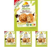 GERBLÉ MATIN - Moelleux Pépites de Chocolat - Petit Déjeuner - Riche en Fibres - Source de Magnésium & Vitamines - 180g (Lot de 4)