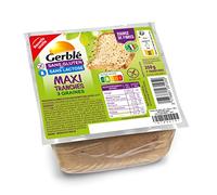 GERBLÉ - Maxi Moelleux aux 3 Graines - Sans Gluten & Sans Lactose - Riche en Fibres - 7 Tranches - 350 g