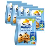 GERBLÉ - Moelleux Pépites de Chocolat - Sans Sucres - Cacao Durable - Sans Huile de Palme - Nutri-Score B - Lot de 6 - 7 Sachets Individuels - 196 g