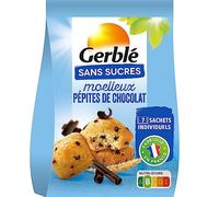 Gerblé Moelleux Pépites de Chocolat Sans Sucres - Gâteaux Individuels Gourmands, Sans Huile de Palme, Format 196g (7 sachets)