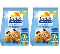 Gerblé Moelleux Pépites de Chocolat Sans Sucres - Gâteaux Individuels Gourmands, Sans Huile de Palme, Format 196g (7 sachets) (Lot de 2)