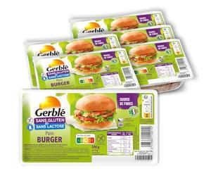 Gerblé Pain Burger Sans Gluten & Sans Lactose, Riche En Fibres, Moelleux - Lot de 6