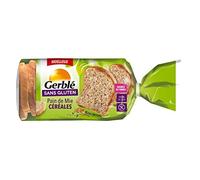 GERBLÉ - Pain de Mie Céréales - Pain Tranché aux Graines et Farine de Soja - Sans Gluten & Sans Lactose - Riche en Fibres - 14 Tranches - 400 g