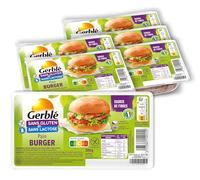 GERBLÉ - Pains Burger Sans Gluten & Sans Lactose - 4 Pains Moelleux Individuels, Riches en Fibres - Idéal pour Sandwich & Burger - Lot de 6 - 350 g