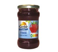 GERBLE - Préparation fraise sans sucres ajoutés | Saveur gourmande et onctueuse | Idéale pour le petit-déjeuner | le pot de 320g | LOT DE 3