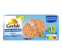 Gerblé Sablés saveur Noisette Pépites de chocolat Sans Sucres, Sans huile de palme, 12 biscuits, 132 g (Lot de 1), 216270