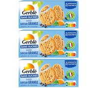 Gerblé Sablés Orange Pépites de Chocolat Sans Sucres - Biscuits Fruités et Gourmands, Sans Huile de Palme, 132g (12 biscuits)