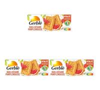 Gerblé Sablés Sésame Pamplemousse - Saveur fruitée et graines toastées, allégés en sucres, sans huile de palme, 20 biscuits, 200g (Lot de 3)