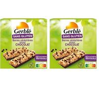 Gerblé Sans Gluten - Barres Céréales Chocolat - Sans Huile de Palme - Cacao Durable - 6 Sachets Individuels - 1 Boîte 132 g (Lot de 2)