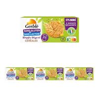 Gerblé Sans Gluten et Sans Lactose - Biscuit céréales - Réduit en sucres - Bien être digestif - 9 biscuits - 150g (Lot de 4)