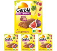 Gerblé Sport & Énergie Barres Figue - Barres Énergétiques à la Figue et au Germe de Blé, Riche en Glucides et Vitamine B1, Sans Colorant, 6 Barres, 150 g (Lot de 4)