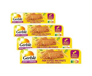 Gerblé Sport & Énergie Pain d’Épices Multiparts - Pain Moelleux au Seigle, Source de Glucides et Vitamine B1, Sans Conservateur, 8 Portions, 350 g