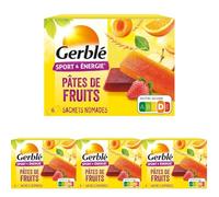 Gerblé Sport & Énergie Pâtes de Fruits - Encas Énergétique Saveurs Pomme-Fraise, Abricot et Orange, Riche en Glucides et Vitamine B1, 6 Portions, 162 g (Lot de 4)