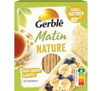 GERBLÉ - Tartines Matinales Nature, Texture Croustillante pour un Petit-Déjeuner Léger (Boîte 125g) - lot de 4 - Vendu par Lot