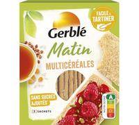 GERBLÉ - Tartines Multicéréales Croquantes pour Petit Déjeuner Équilibré, Texture Gourmande (Boîte 125g) - lot de 4 - Vendu par Lot