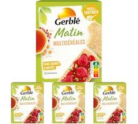 Gerblé Tartines Multicéréales - Sans Gluten, Sans Sucres Ajoutés, Riche en Fibres - Idéales pour un Petit-Déjeuner Léger et Croustillant, 125 g (Lot de 4)