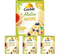 Gerblé Tartines Nature - Sans Gluten, À la Farine Complète d’Avoine, Sans Sucres Ajoutés - Tartines Croustillantes pour le Matin, 125 g (Lot de 4)