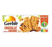 Gerblé Vitalité, Biscuits Chocolat Amandes, Allégés en sucres, Sans huile de palme, 1 boîte de 16 biscuits, 200g