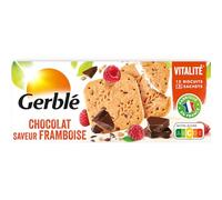 Gerblé Vitalité, Sablé au Chocolat Saveur Framboise, Sans Huile de Palme, 3 Sachets Individuels, 12 Biscuits, 140 g, 206290