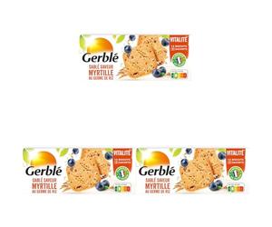 Gerblé Vitalité Sablés Myrtille Germe de Riz - Saveur fruitée, texture sablée, allégés en sucres, sans huile de palme, 140g (Lot de 3)