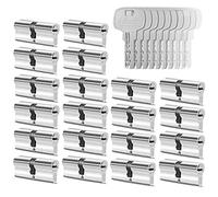 GERCAR 20x Cylindre de serrure/barillet de porte d'entree/interieure 60 mm - 20x serrure de porte 30/30 mm - En laiton nickelé - Avec 100 clés - Longueur : 60 mm, A: 30 B : 30
