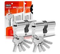 GERCAR Cylindre de serrure profilé 30/30 - Double cylindre - Avec 10 clés - Lot de 2 clés identiques - Longueur : 60 mm - A : 30 - B : 30 - Lot de 2.