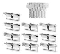 GERCAR Lot de 10 cylindres à bouton à fermeture identique, 10 cylindres de serrure 40/40, avec 50 clés - Serrures de porte à cylindre avec fonction N+G - Longueur : 80 mm - A : 40, B : 40