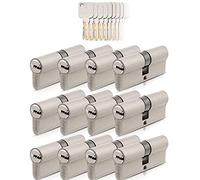 GERCAR Lot de 12 cylindres de serrure 35 35 à fermeture identique 12 cylindres profilés avec 60 clés 70 mm Serrure à cylindre à 12 cylindres Longueur 70 mm A 35 B 35 Laiton mat massif