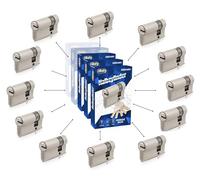 GERCAR Lot de 12 Demi-Cylindres Pro à Fermeture Identique 30/10 - Profilés pour Porte de Garage avec 60 Clés - Serrure de 40 mm de Longueur