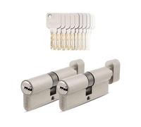 GERCAR Lot de 2 cylindres à bouton 35/35 à fermeture identique - 2 cylindres de serrure avec bouton et 10 clés - 70 mm - Serrure à cylindre de porte 2 cylindres - Longueur : 70 mm, A : 35 B:35 - En