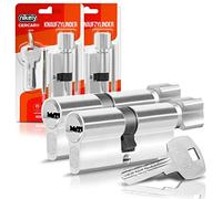 GERCAR Lot de 2 cylindres de serrure à bouton 30/30 à fermeture identique, serrure de porte - Avec 10 clés - Longueur : 60 mm, A : 30 B : 30 - Lot de 2