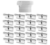 GERCAR Lot de 20 cylindres à bouton à fermeture identique, 20 cylindres de serrure 30/30, avec 100 clés - Serrures de porte à cylindre avec fonction N+G - Longueur : 60 mm - A : 30, B : 30
