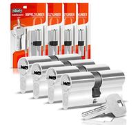 GERCAR Lot de 4 cylindres de serrure profilé 30/30 - Avec 10 clés - Longueur : 60 mm - A : 30 B : 30