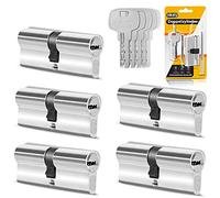 GERCAR Lot de 5 cylindres de serrure - 5 cylindres profilés 35/35 avec 25 clés - 70 mm
